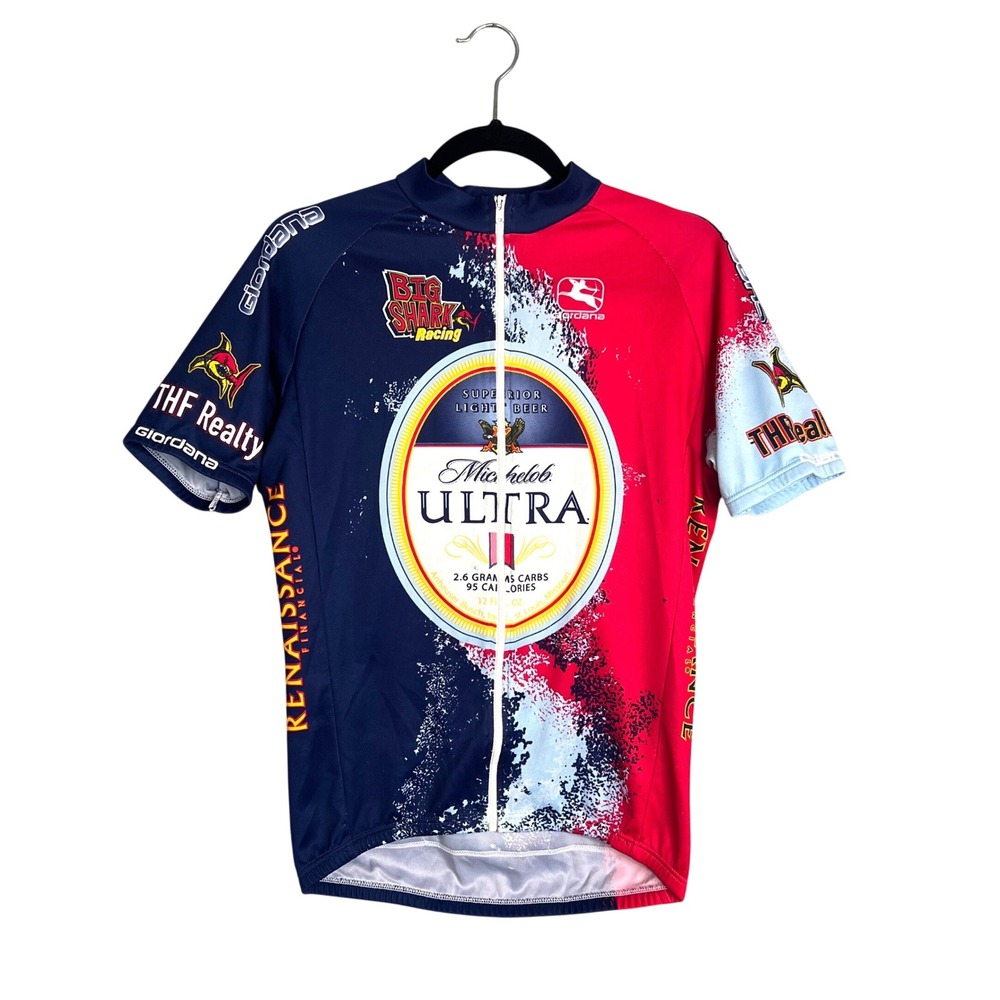 Giordana Vintage Cycling Jersey Size S Michelob Ultra Big Shark Racing Zip